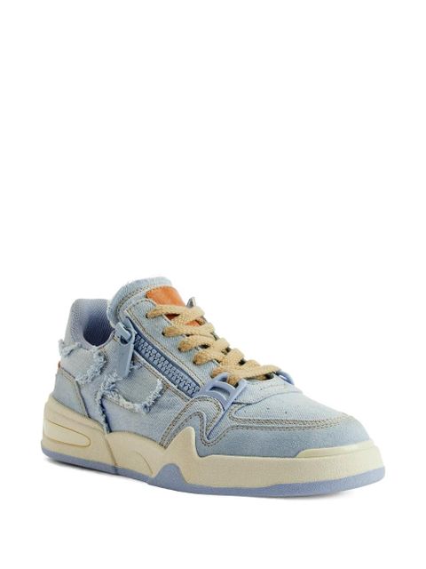 Giuseppe Zanotti frayed zip-up trainers - Blue - zdjęcie produktu nr 2