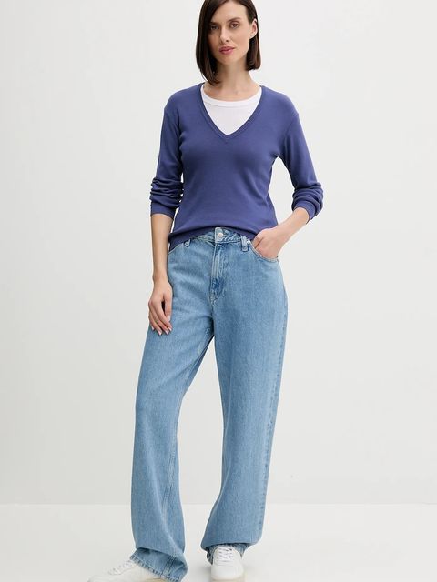 United Colors of Benetton sweter bawełniany kolor granatowy lekki 1091D4625