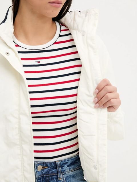 Tommy Jeans kurtka kolor beżowy przejściowa oversize DW0DW21436