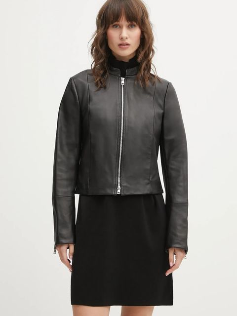 HUGO kurtka skórzana Lasari kolor czarny przejściowa 50555743 - zdjęcie produktu nr 1