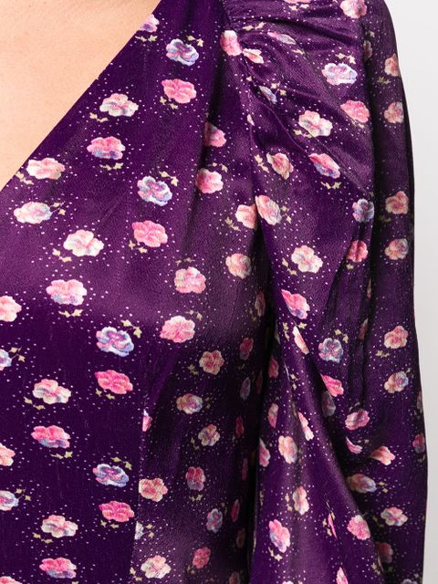 ROTATE BIRGER CHRISTENSEN pansy print midi dress - Purple