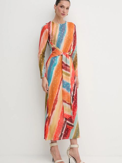 Never Fully Dressed sukienka kolor pomarańczowy midi prosta NFDDR2796