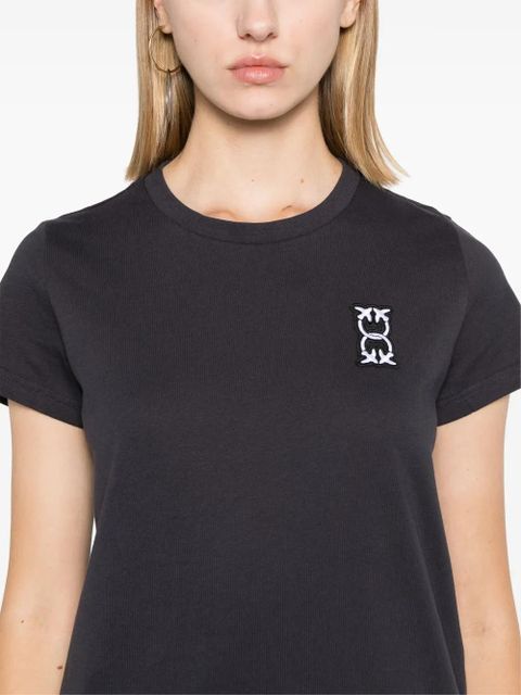 PINKO Love Birds embroidery cotton T-shirt - Blue