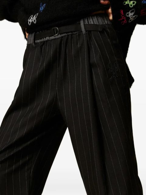 TWINSET pinstripe cuff-strap trousers - Black