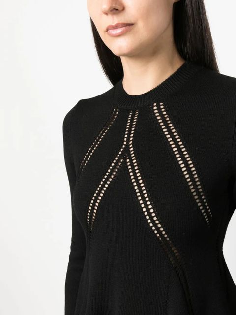 Jil Sander long-sleeved knitted peplum top - Black