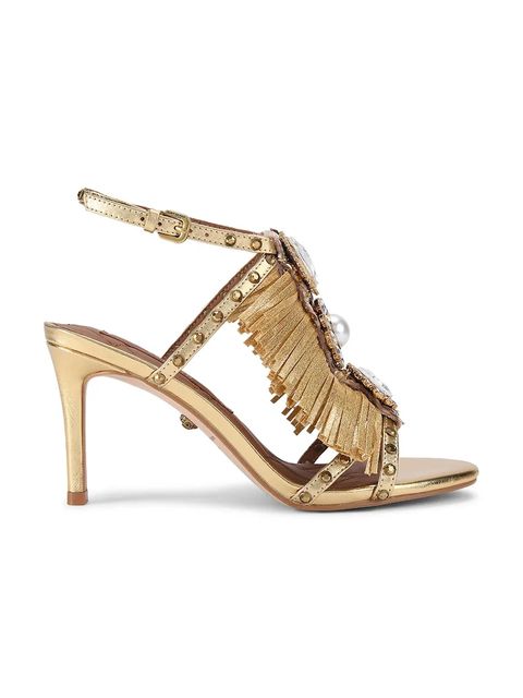 Kurt Geiger London sandały skórzane Jewel Fringe Sandal kolor złoty 5387261189 - zdjęcie produktu nr 1