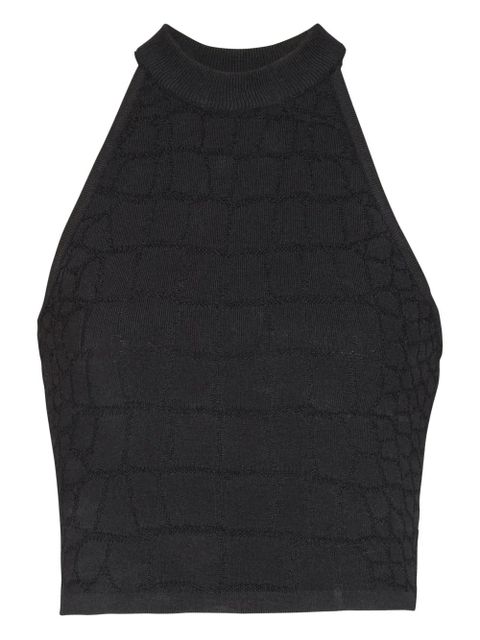 Balmain halterneck crocodile-effect top - Black - zdjęcie produktu nr 1