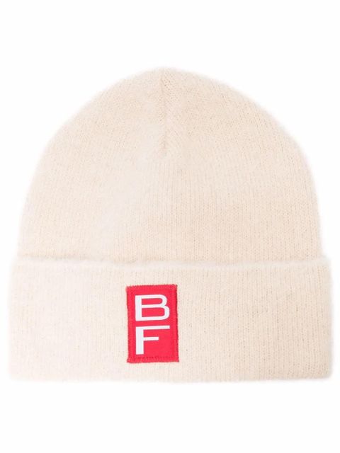 BY FAR logo-patch brushed-effect beanie - Neutrals - zdjęcie produktu nr 1