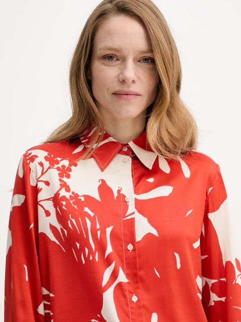 Marc O'Polo koszula damska kolor pomarańczowy relaxed z kołnierzykiem klasycznym 503085542141