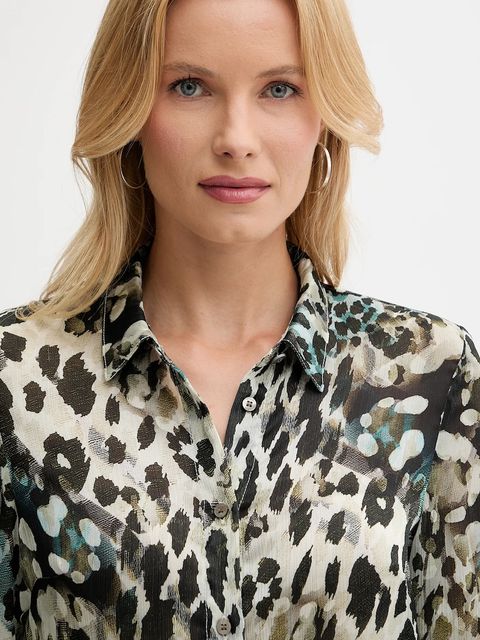 Guess koszula CLOUIS damska kolor czarny regular z kołnierzykiem klasycznym W5YH0X WDW82