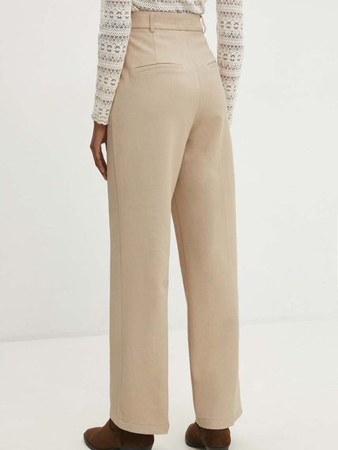 Answear.LAB spodnie damskie kolor beżowy proste high waist