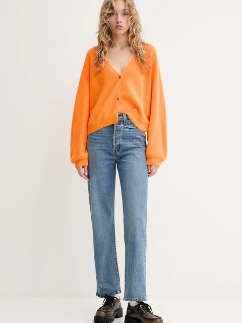 American Vintage kardigan z wełną damski kolor pomarańczowy lekki RAX19C