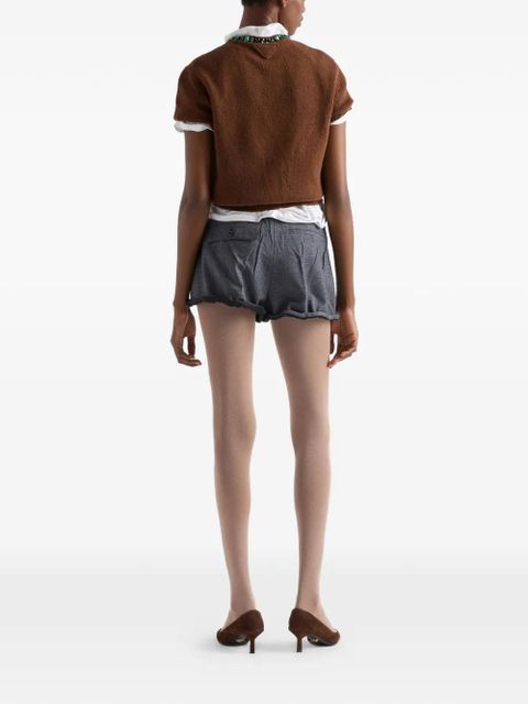 Prada jewel appliqued ribbed knit sweater - Brown