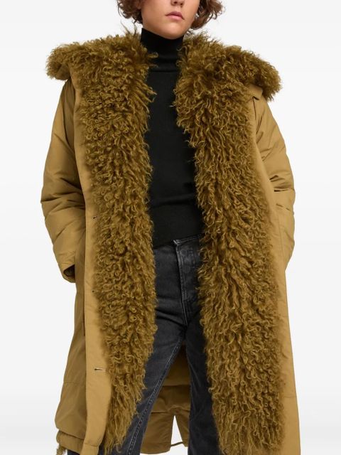 Yves Salomon lambskin-trim parka - Brown