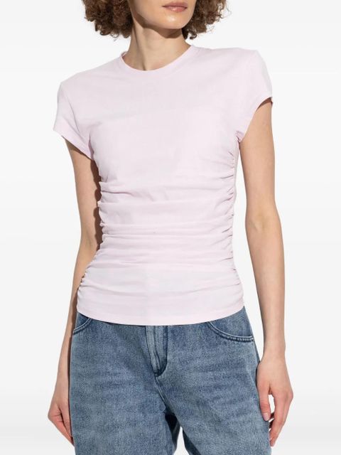 ISABEL MARANT gathered-detail cotton t-shirt - Pink