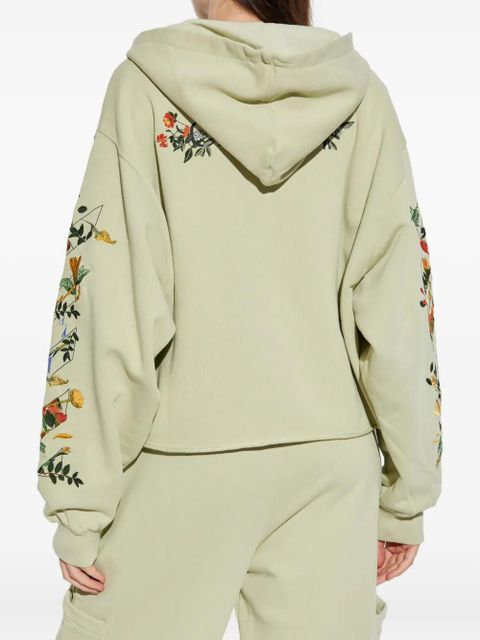Off-White pocket floral hoodie - Green