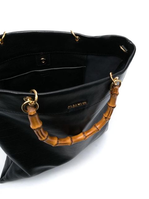 Jil Sander bamboo-handle leather tote bag - Black
