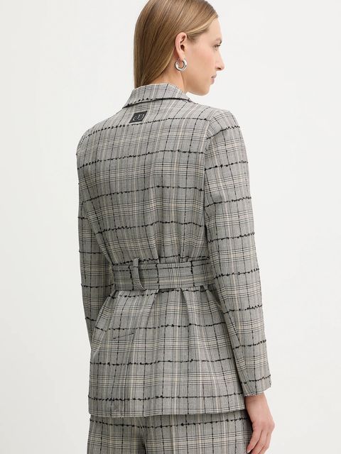 Twinset marynarka kolor szary jednorzędowa wzorzysta 252TP2180