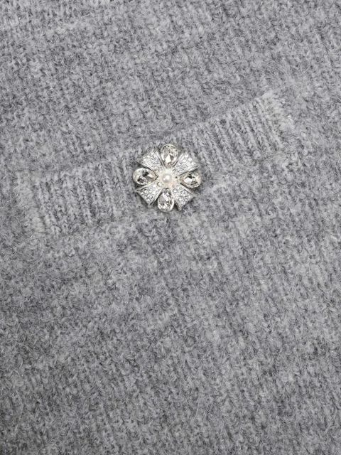 Self-Portrait crystal-embellishment cardigan - Grey