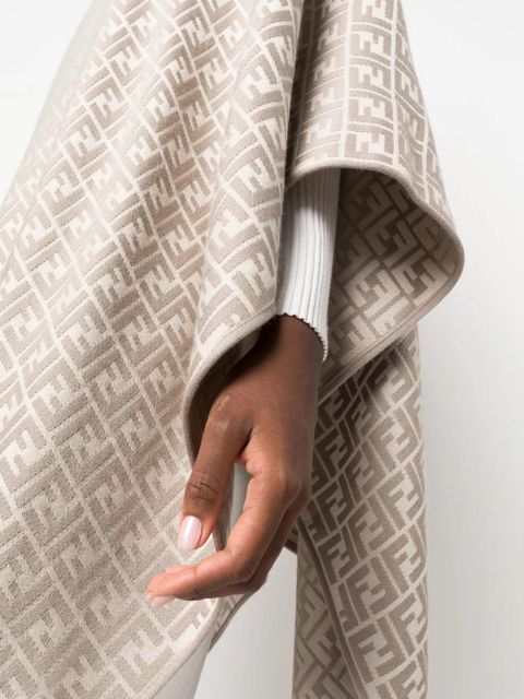 FENDI FF-monogram knitted cape - Neutrals