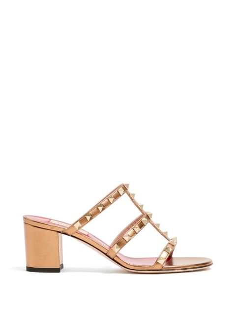 Valentino Garavani Rockstud slide sandal in laminated nappa leather 60mm - Gold - zdjęcie produktu nr 1
