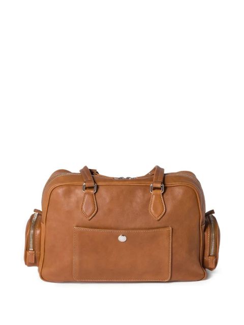 Miu Miu Pocket leather zipped tote bag - Brown