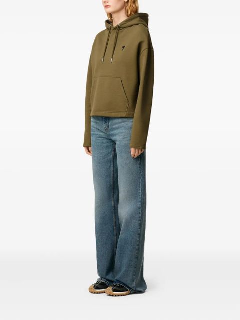 AMI Paris Ami De Coeur contrasted cotton hoodie - Green - zdjęcie produktu nr 2