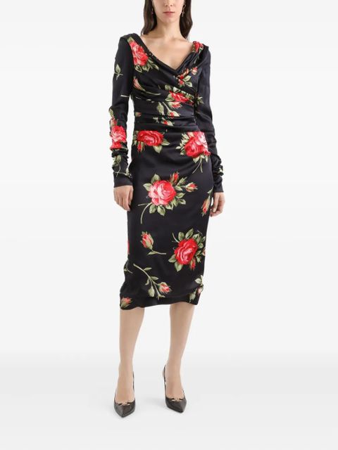 Dolce & Gabbana floral long-sleeved midi dress - Black - zdjęcie produktu nr 2