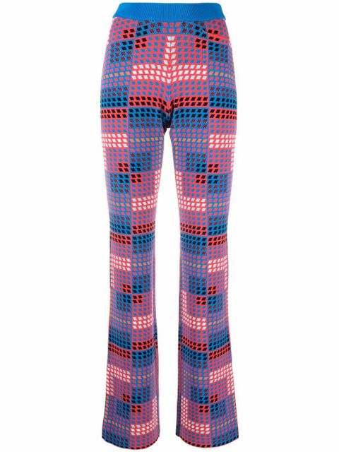 Rabanne geometric-print knitted trousers - Blue