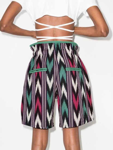 MARANT ÉTOILE zigzag-print high-waisted shorts - Neutrals