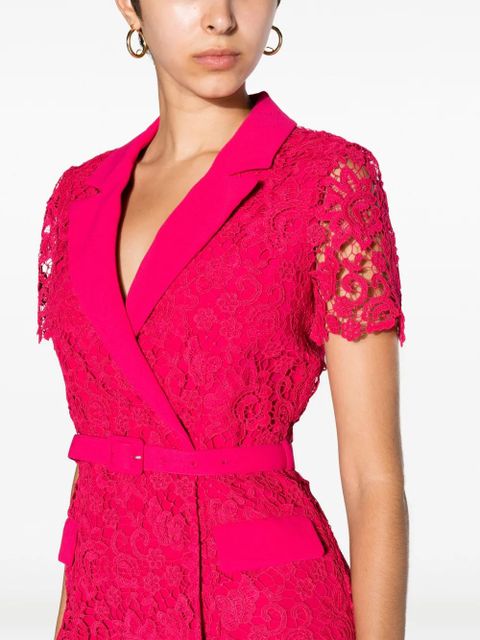 Self-Portrait belted lace midi dress - Pink