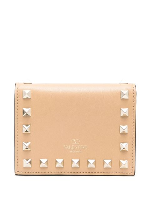 Valentino Garavani small Rockstud leather wallet - Neutrals