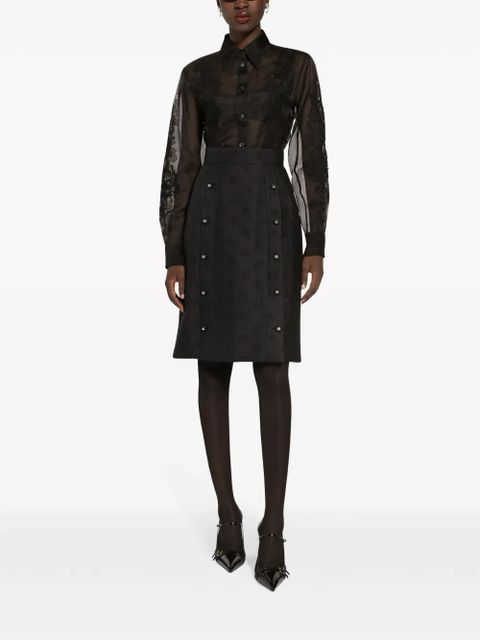 Dolce & Gabbana lace-appliqué silk-blend shirt - Black - zdjęcie produktu nr 2