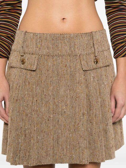 Anna Sui herringbone mini skirt - Brown