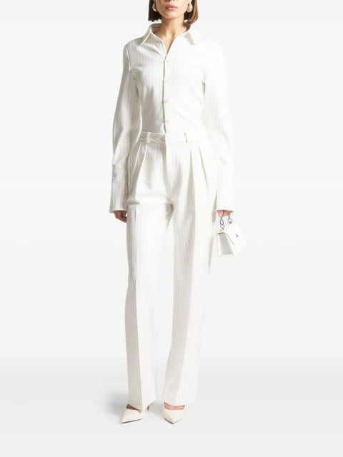 Manière De Voir Julie pinstripe twin-pleat tailored trousers - White