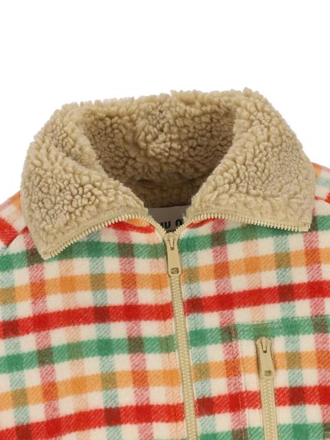 Miu Miu check-pattern fleece jacket - Neutrals