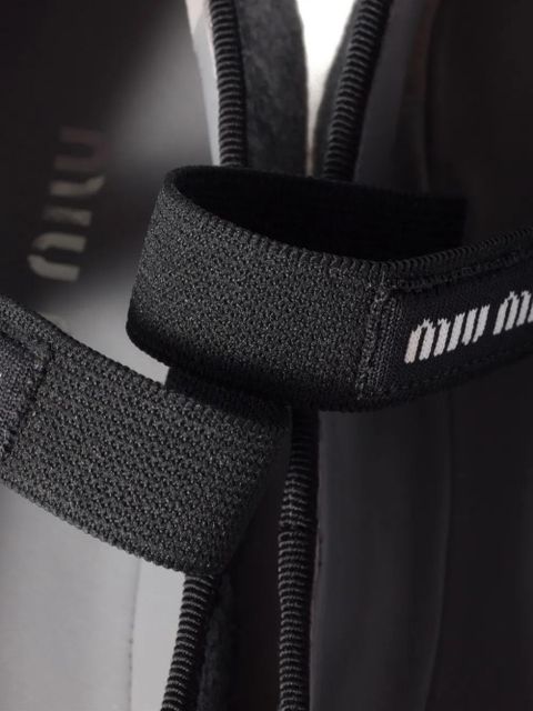 Miu Miu bow-embellished elastic-strap ballet flats - Grey