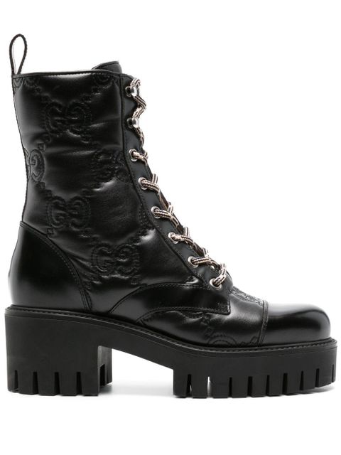Gucci 60mm GG-matelassé leather boots - Black