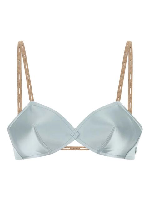 Miu Miu logo-patch satin bra - Blue - zdjęcie produktu nr 1