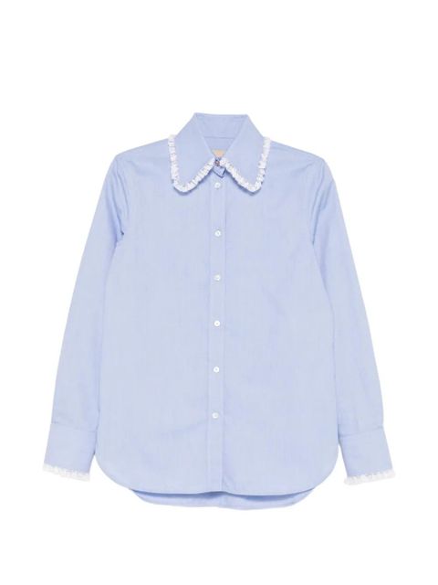 Valentino Garavani ruffled-trim collar shirt - Blue - zdjęcie produktu nr 1