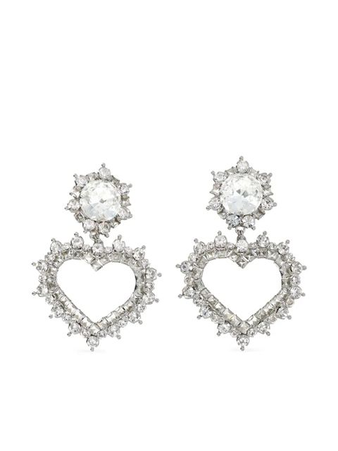 Alessandra Rich heart-motif drop earrings - Silver - zdjęcie produktu nr 1