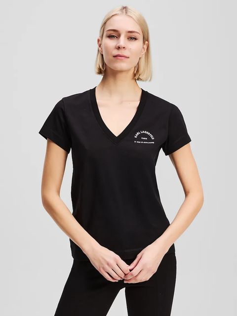 Karl Lagerfeld t-shirt bawełniany damski kolor czarny A3W17104 - zdjęcie produktu nr 1