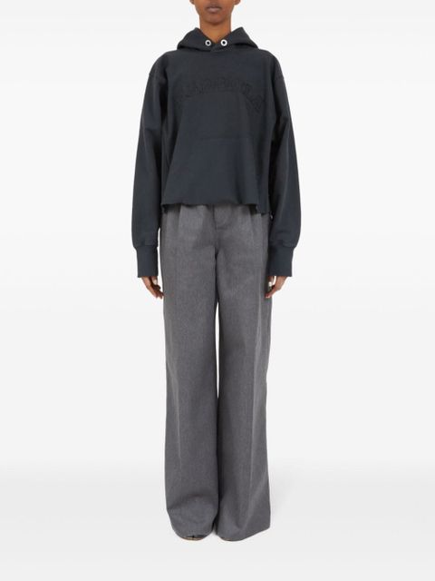 Maison Margiela logo-embroidered cotton hoodie - Grey
