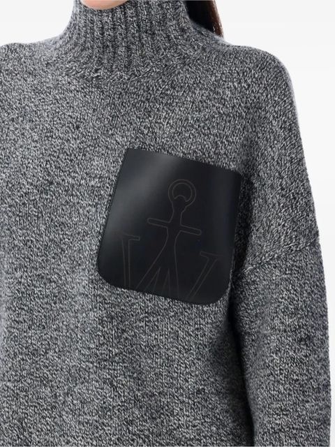 JW Anderson high-neck leather-patch sweater - Grey
