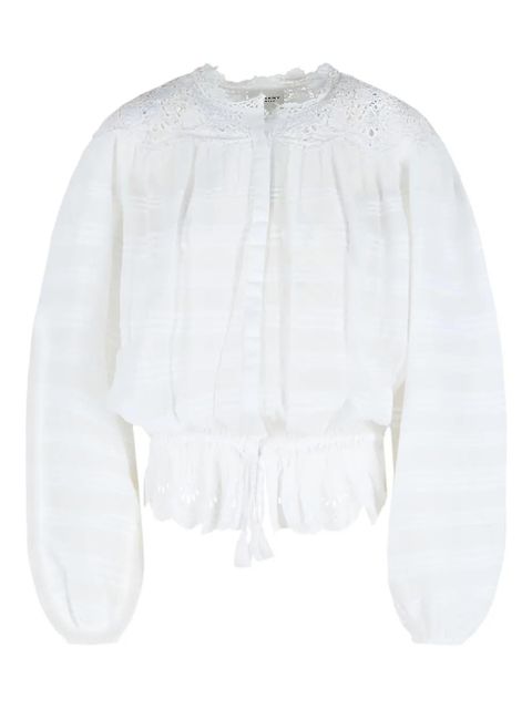 ISABEL MARANT Polly lace pleated cotton top - White - zdjęcie produktu nr 1