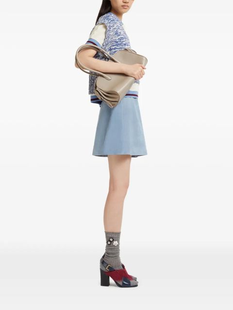 Marni nappa-waistband suede midi skirt - Blue