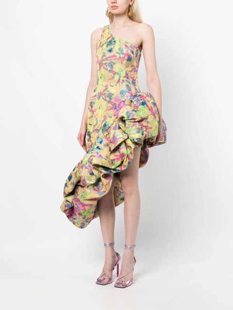 Cult Gaia Helena ruffle-detail asymmetric dress - Yellow