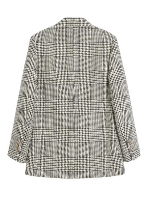 Valentino Garavani houndstooth-pattern virgin-wool blazer - Black