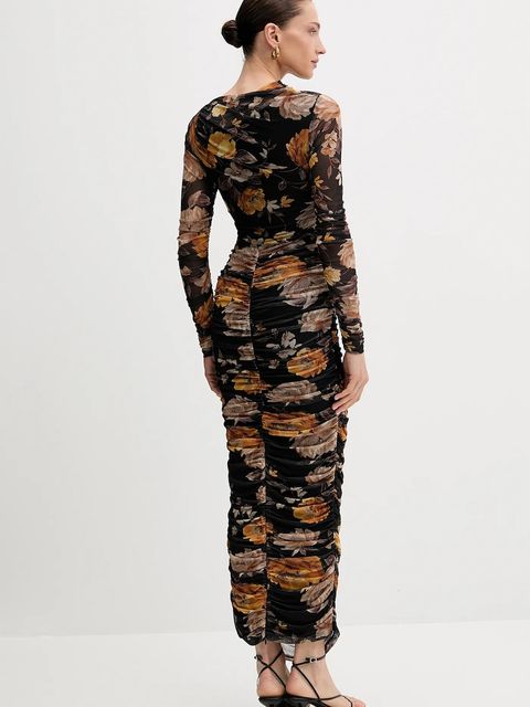 Bardot sukienka kolor czarny midi dopasowana 60096DB