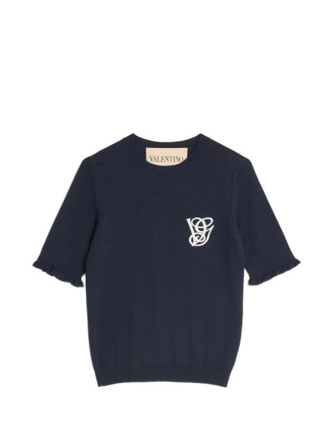 Valentino Garavani embroidered wool top - Blue - zdjęcie produktu nr 1